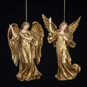   Gold Glitter Religious Angel Christmas Ornaments 6 Home & Kitchen