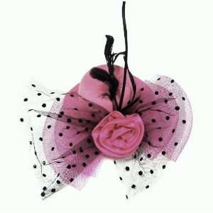   with Ribbon Feather Rosette Flower Fascinator Hat/ Hair Clip   PINK