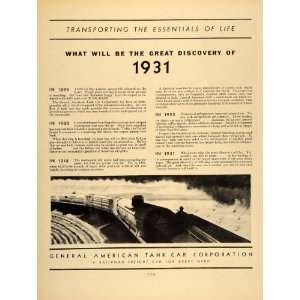  1931 Ad General American Tank Car Train 1931 Discovery 