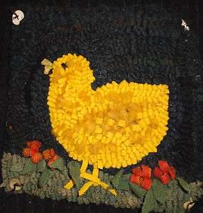 BABY CHICK ~RUG IN A DAY LINEN PATTERN~PRIMITIVE RUG HOOKING  
