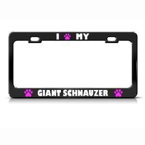  Giant Schnauzer Paw Love Pet Dog Metal license plate frame 