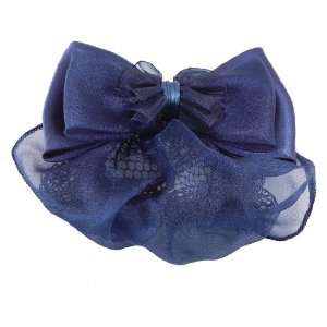   Women Ladies Yale Blue Snood Net Bowknot Barrette Hair Clip: Beauty