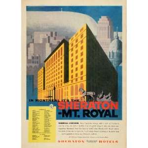  1956 Ad Mt. Royal Sheraton Hotel Chain Montreal Canada 