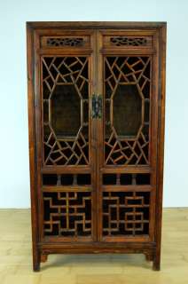 WOOD BOOKCASE CABINET Shelf Chinese Hand Carved Chest  