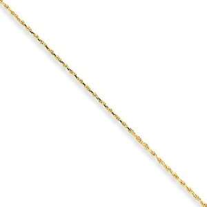   2mm, 10 Karat Yellow Gold, Diamond Cut Rope Chain   8 inch Jewelry