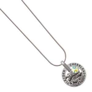  Silver Dragon Charm on Cheerleader Snake Chain Necklace AB 