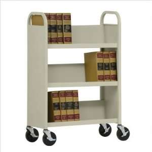   Sided Sloped Shelf Mobile Book Truck Color: Black: Office Products