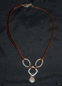 SILPADA Freshwater Coin Pearl Brown Leather Necklace **RETIRED** N1257 