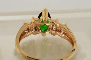 63CT MARQUISE CUT CHROMIUM DIOPSIDE & DIAMOND RING SIZE 6.25  