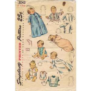  Simplicity 3043 Vintage Sewing Pattern Infants Layette 