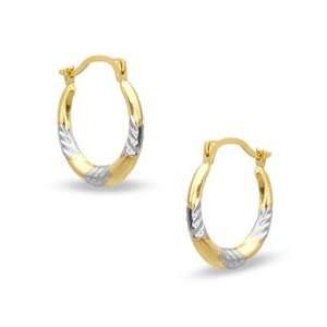  10K Two Tone Gold Slashed Hoop Earrings BTB HOOPS: Jewelry