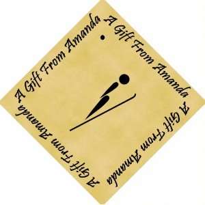   Pack of 48 PERSONALISED Parchment 6cm Square Gift Tags Ski Jumping