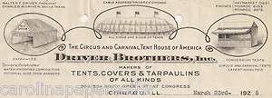 1925 Driver Brothers Circus & Carnival Tent House of America 