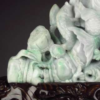 Chinese Jadeite / Jade Statue   Carp & Lotus NR  