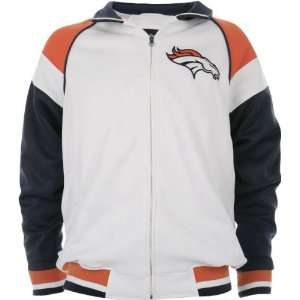  Denver Broncos White Poly Knit Track Jacket Sports 