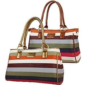  Fabric Striped Satchel Handbag: Everything Else