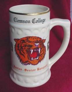 1963 Clemson College Ceramic Tall Mug Stein USA Made  