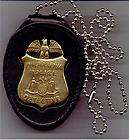 POLICE DETECTIVE LEATHER BADGE HOLDER NECK CHAIN  