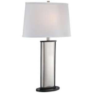  Colton Polished Steel and White Shade Table Lamp