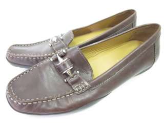 GEOX Brown Leather Loafers Flats Shoes Sz 37.5 / 7.5  