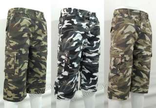 E25 Mens Camo Camouflage Cargo Long Shorts Multi Pocket Size M   3XL 