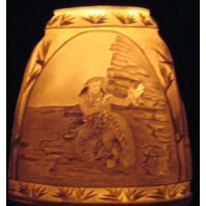    Hawaiian Candle Lamp Bird Of Paradise & Hula Girl