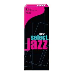 Rico Select Jazz Baritone Sax Reeds, Filed, Strength 3 Strength Hard 5 