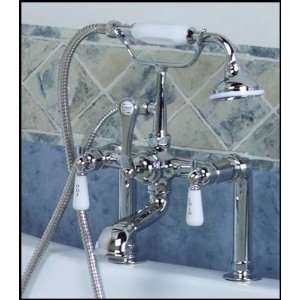   Nickel Tub Rim Mounted Faucet & Hand Shower   Lever: Home Improvement