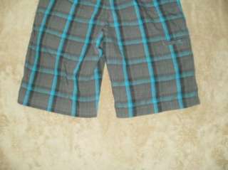 RS RYAN SHECKLER mens 36x12 gray PLAID flat Casual shorts w/belt 