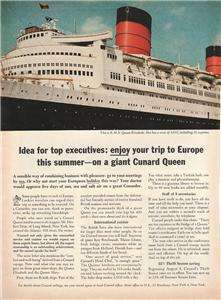 1963 Queen Elizabeth Cruise Ship Magazine Ad.  