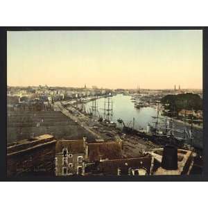   Photochrom Reprint of Town and harbor, Nantes, France