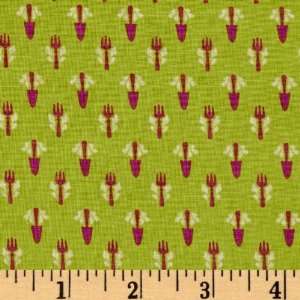   Delights Trowel & Fork Green Fabric By The Yard Arts, Crafts & Sewing