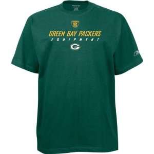  Reebok Green Bay Packers Green Equipment T shirt: Sports 