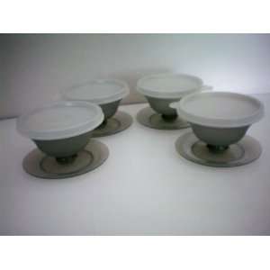  Tupperware Footed Sherbets with Lids    Set of 4 as shown 