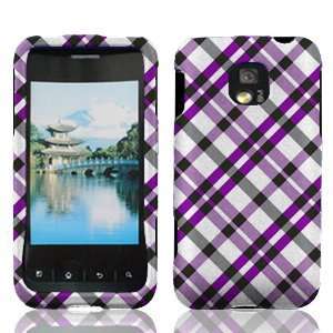 Purple Plaid Hard Shell Faceplate Cover Phone Case for LG Optimus Net 