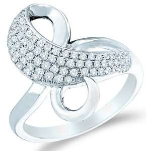 Size   12   14k White Gold Bow Shape Round Cut Ladies Diamond Fashion 