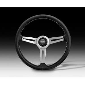  Momo Steering Wheel   Retro Black Leather: Automotive