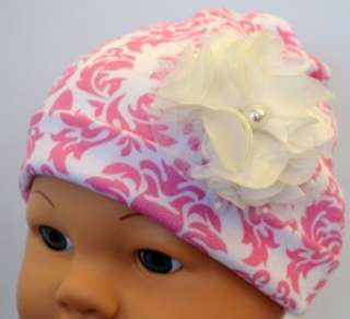  Pearl Damask Cotton Baby Hat: Clothing