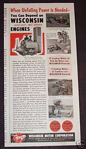 1953 WISCONSIN HEAVY DUTY AIR COOLED ENGINESPOWER AD  