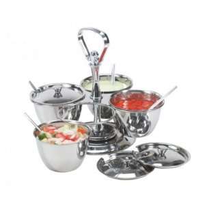    Zodiac 4 Bowl Stainless Steel Relish Server: Kitchen & Dining
