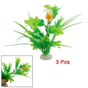  Como 3 Pcs Orange Flower Green Serrate Leaf Plastic Plants 