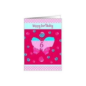  pink butterfly happy birthday 6th Card Toys & Games