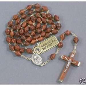  GENUINE COCO CRAVED CONE DARK BROWN ROSARY 21/2 LONG 