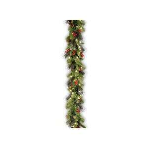  Crestwood Spruce Garland with Decor and Clear Lights   9 
