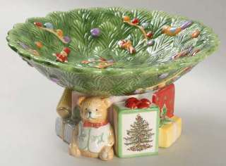   CHRISTMAS TREE GREEN TRIM Sculptured Pedestal Bowl 9078509  
