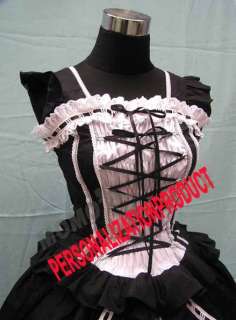   Lolita Cosplay Knee Length burlesqu Cotto Black Dress Ball Gown  