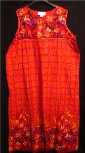   Plus Sz 1X Bright Orange Colorful 100% Cotton Long Nightgown  