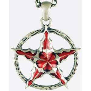  Crimson Red Pentagram Fire Necklace 