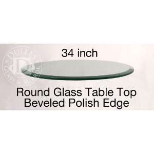  Glass Table Top: 34 Round, 3/8 Thick, Beveled Edge 