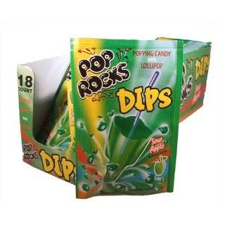 Pop Rocks Dips Sour Apple Popping Candy with Lollipop (Pack of 18)